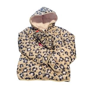 Epic Threads Girls XL Quilted Leopard-Print Hooded Puffer Spring Fall Coat